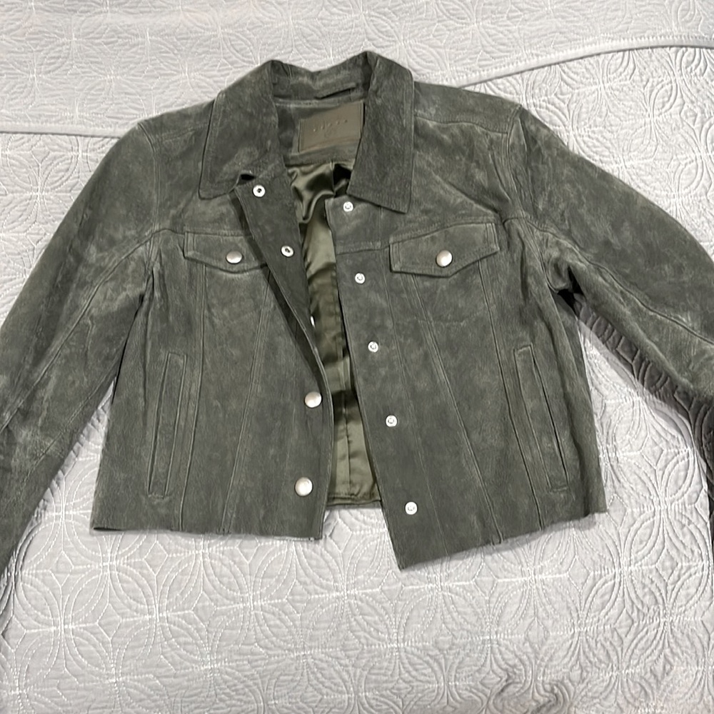BLANKNYC Olive green cropped Suede Jacket